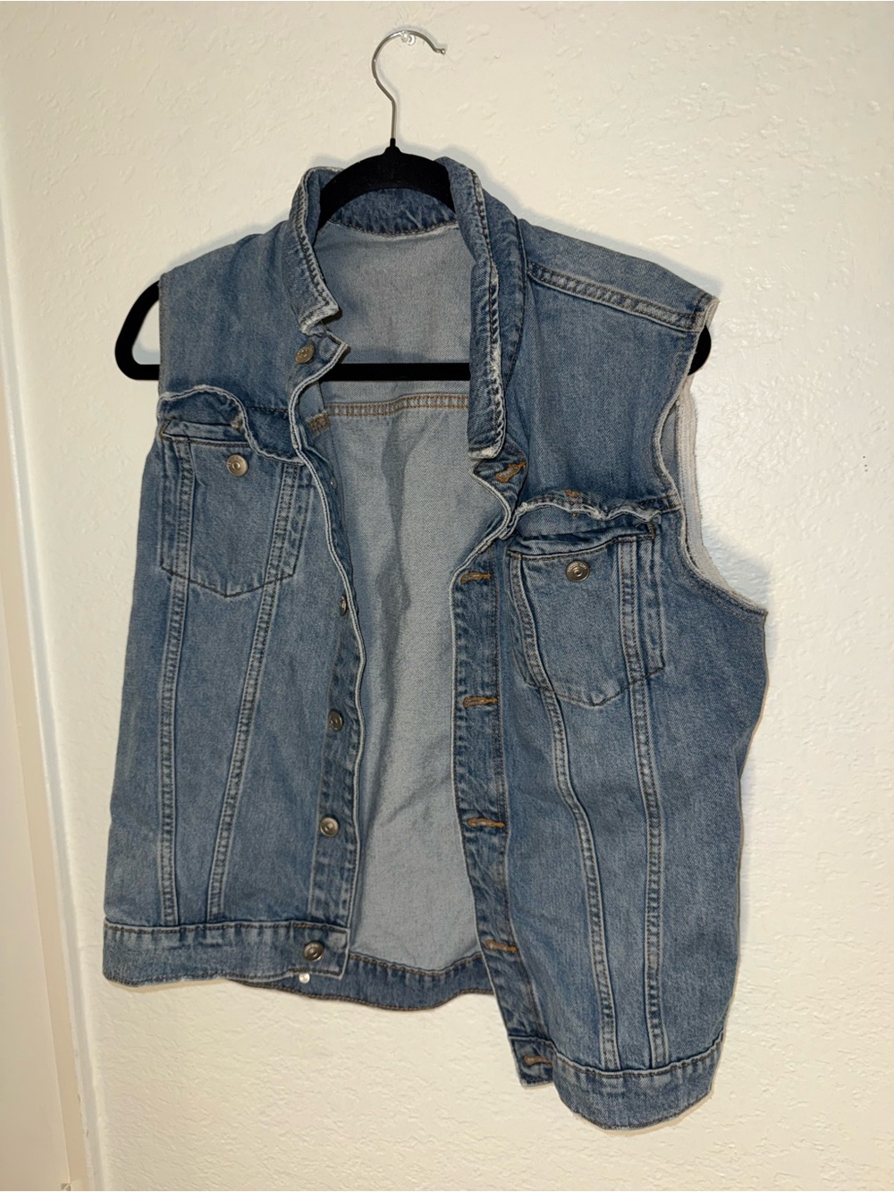 Classic Men's Denim Vest in Light Blue - Sleeveless Jean Jacket